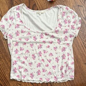 Z supply flower market top in ditsy pointelle print